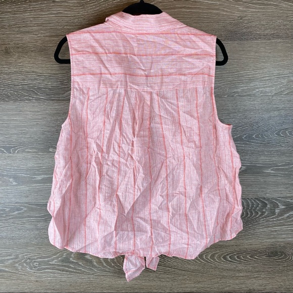 Michael Kors Linen Striped button up tie front top NWT - Picture 6 of 6